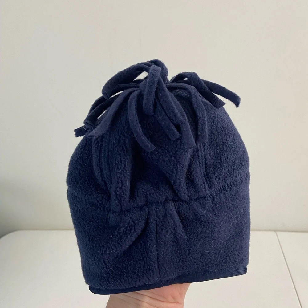NWOT Old Navy baby navy blue Velcro fleece tassel cap warm winter hat 0-3 months